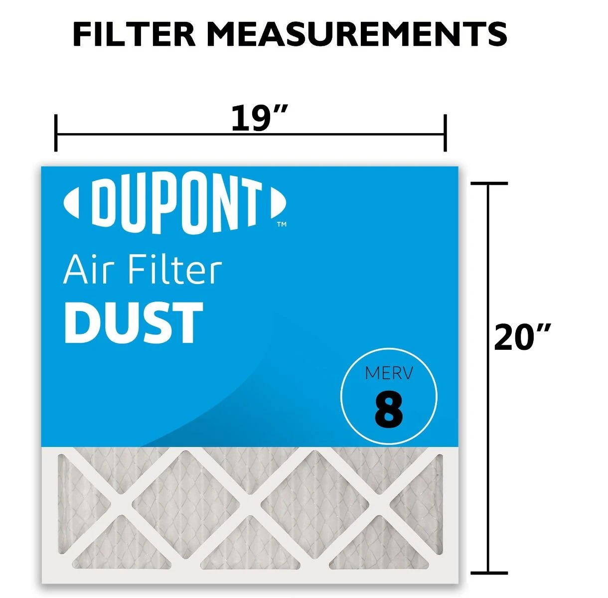19x20x1 (Actual Size) DuPont Dust Air Filter (MERV 8) 5 19x20x1 (Actual Size) DuPont Dust Air Filter (MERV 8) - Image 3